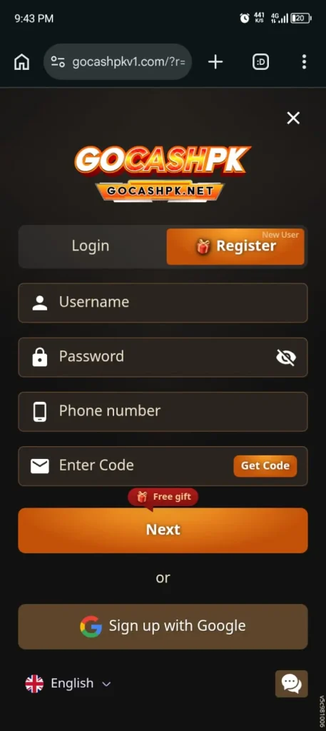 GoCashPK Game Regester
