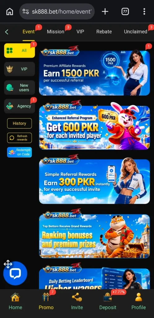 SK888Bet Game Daily Bonuses