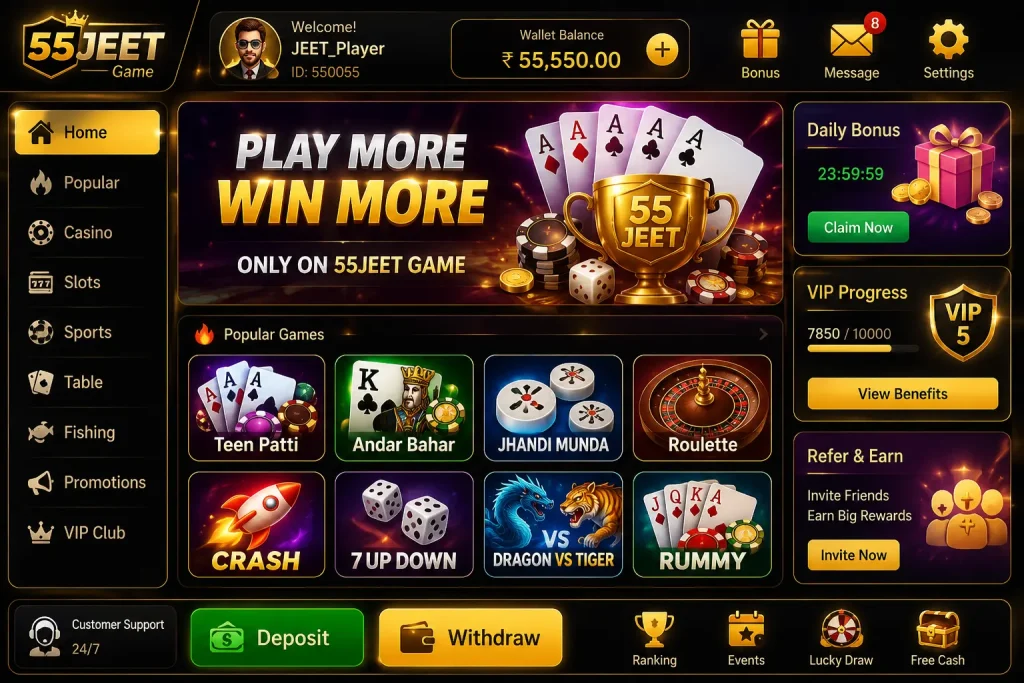 55JEET Game interface screenshot image.