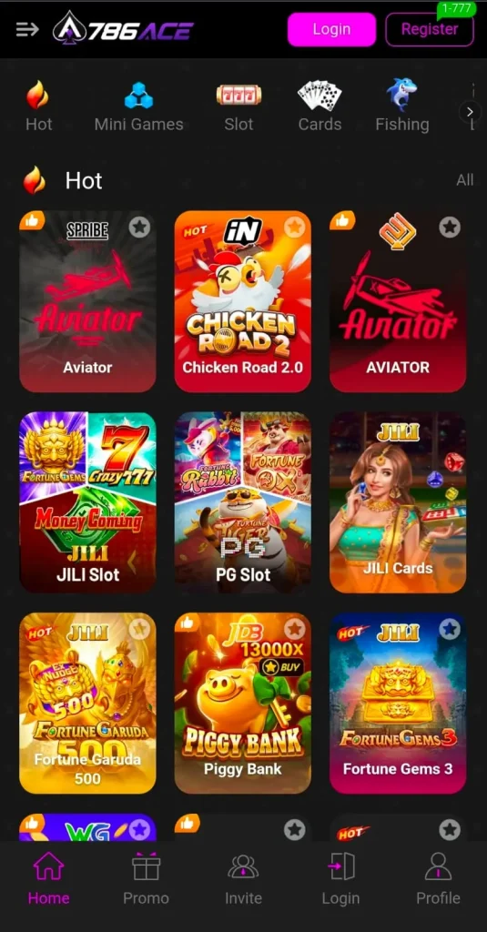 786ACE Game interface screenshot image.