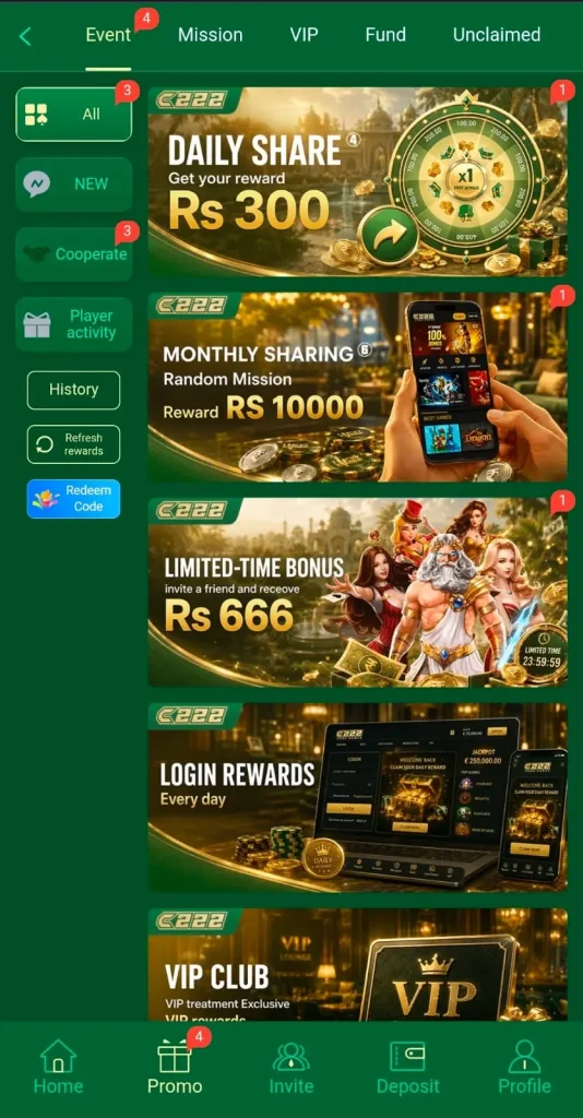 C222 Game Daily Bonuses