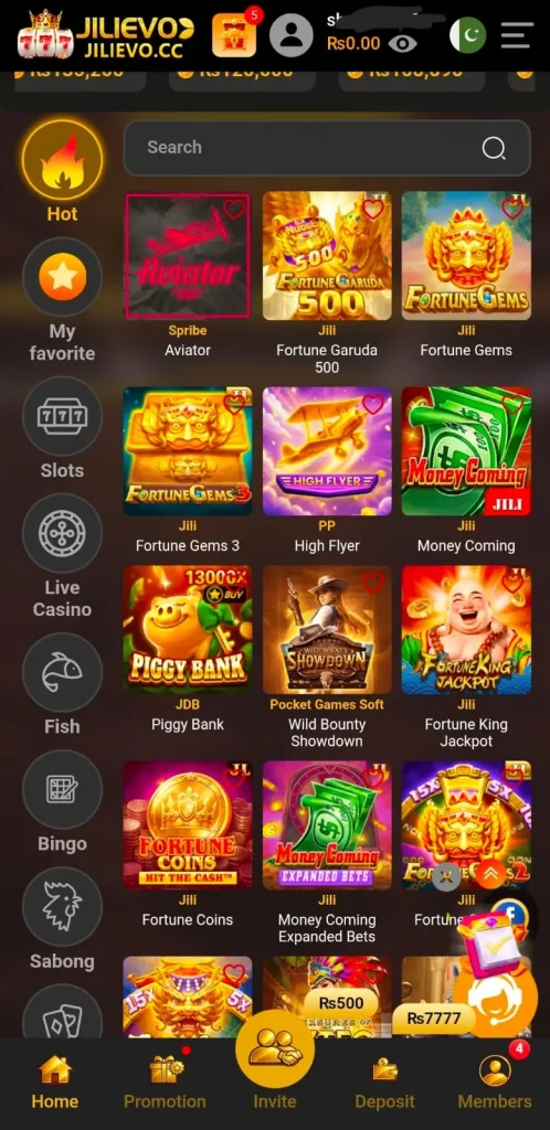 JILIEVO Game Apk interface screenshot image