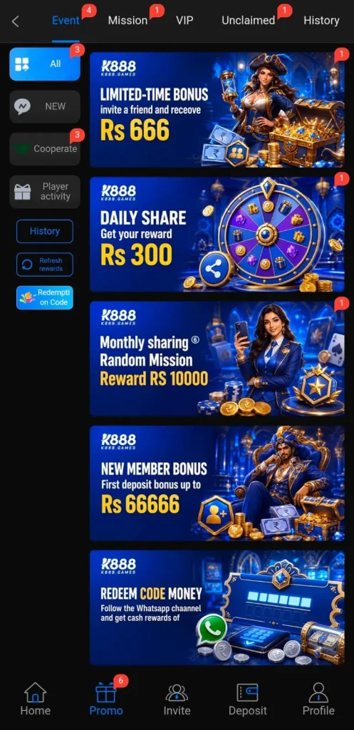 K8888 Game Daily Bonuses