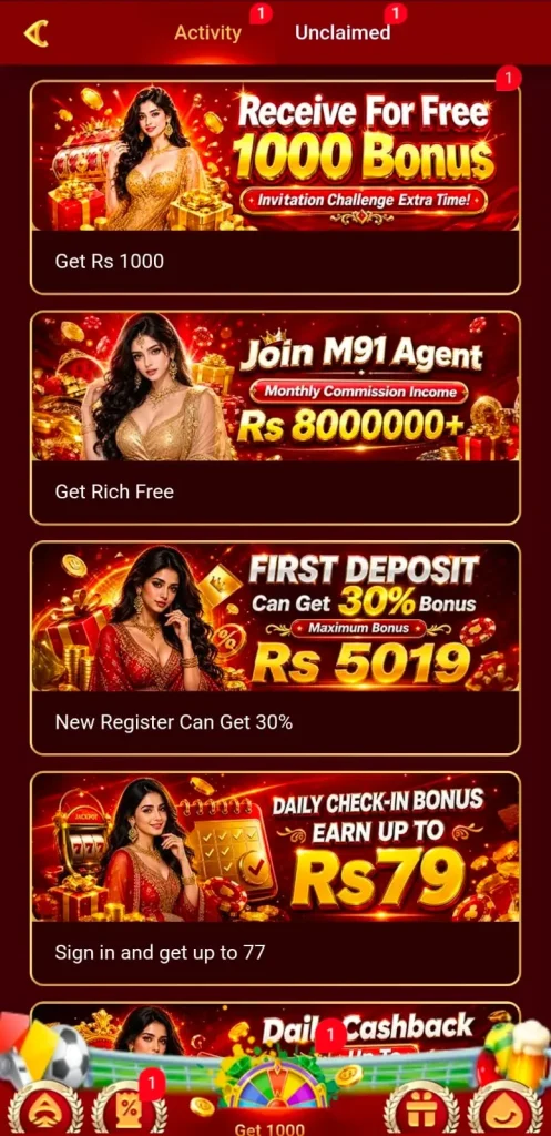 M91 Game Daily Bonuses