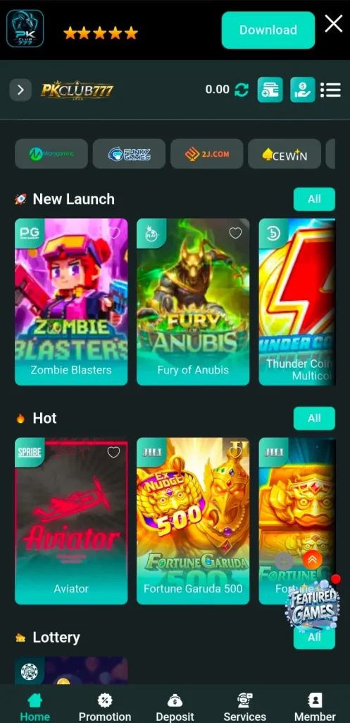 PKClub777 Game interface screenshot Image