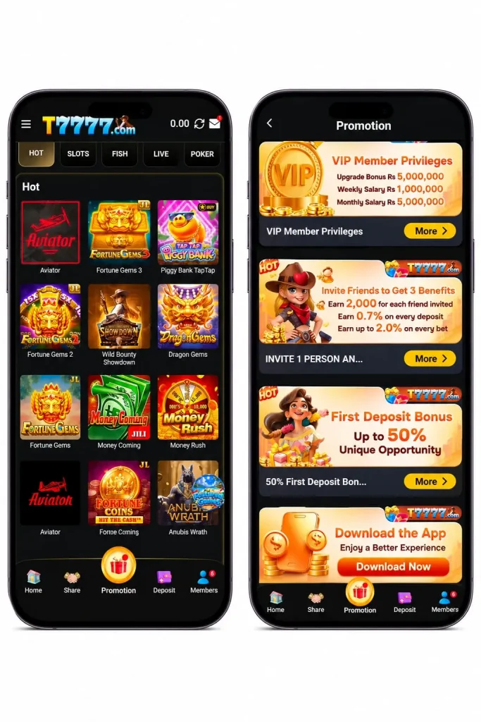 T7777 Game Apk interface screenshot image