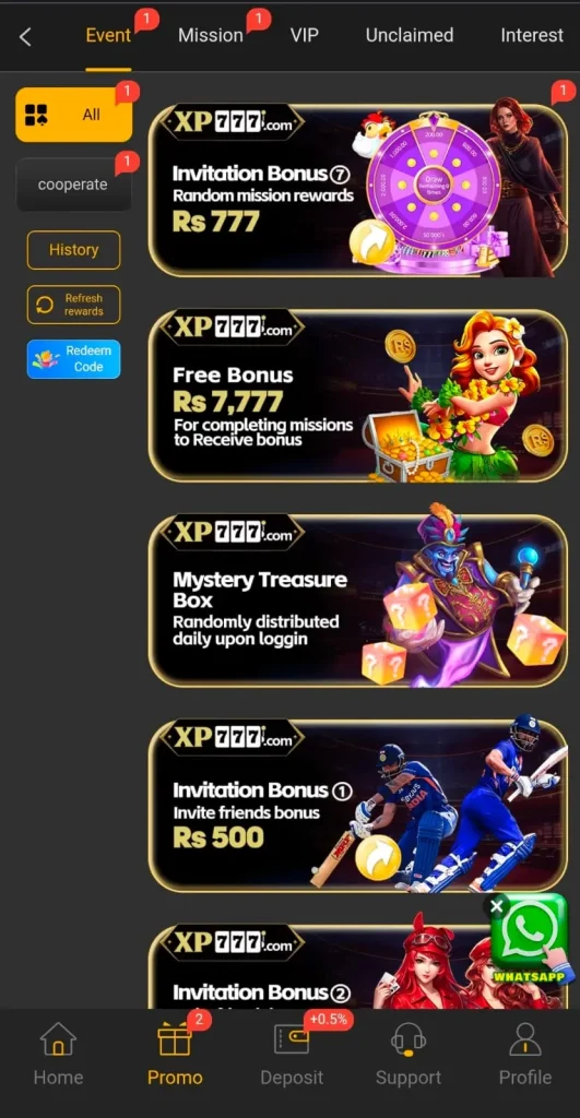 XP777 Game Daily Bonuses