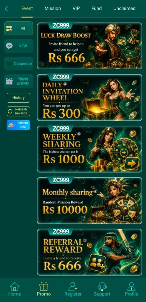 ZC999 Game Daily Bonuses.
