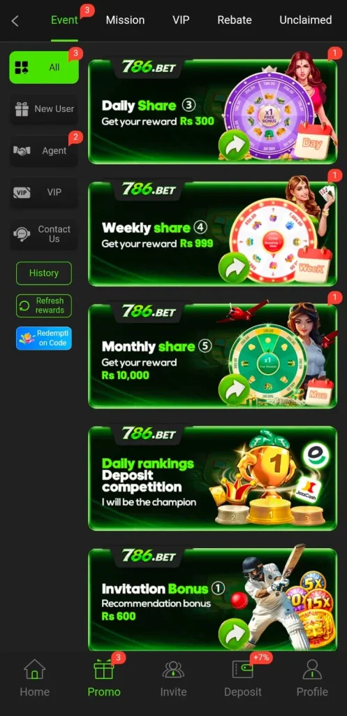 786Bet Game Daily Bonuses