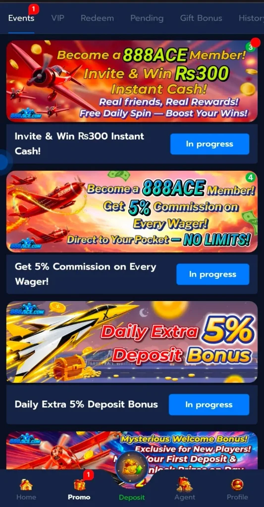 888ACE Game Daily Bonuses