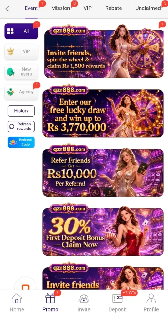 QZR888 Game Daily Bonuses