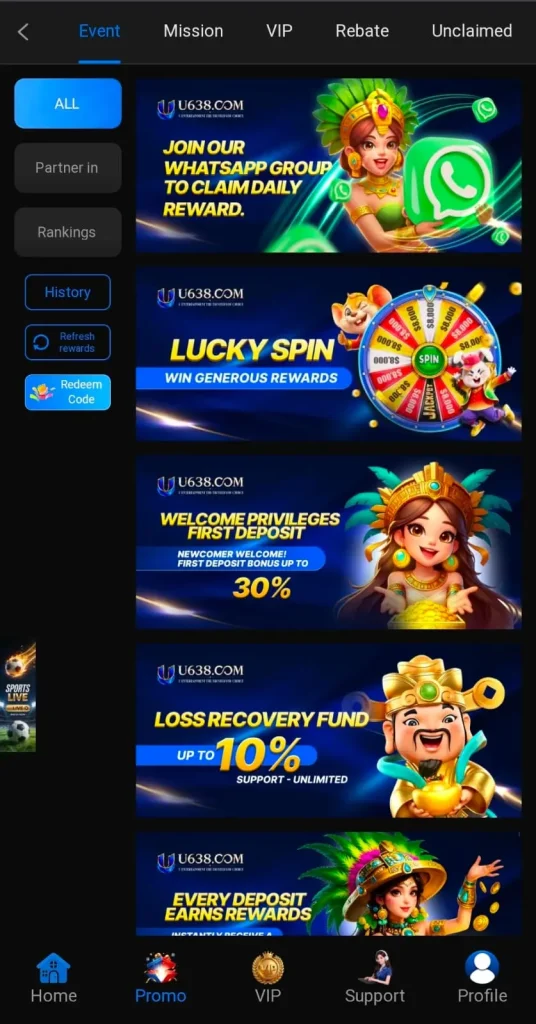 U638 Game  Daily Bonuses