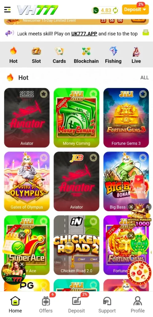 VH777 Game interface screenshot image