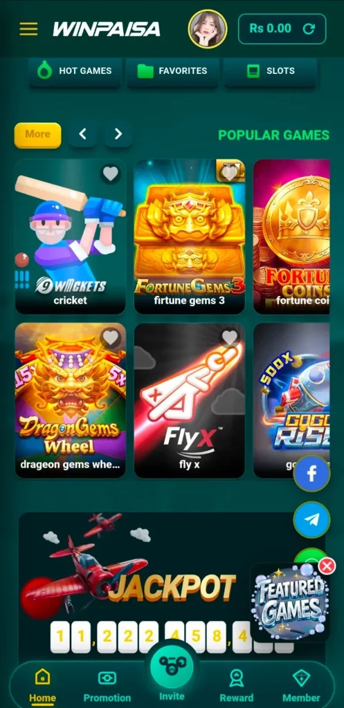 WIN PAISA Game interface sreenshot image.