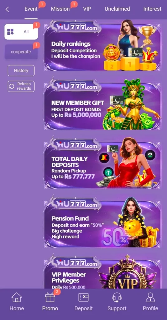 WU777 Game Daily Massive Bonuses