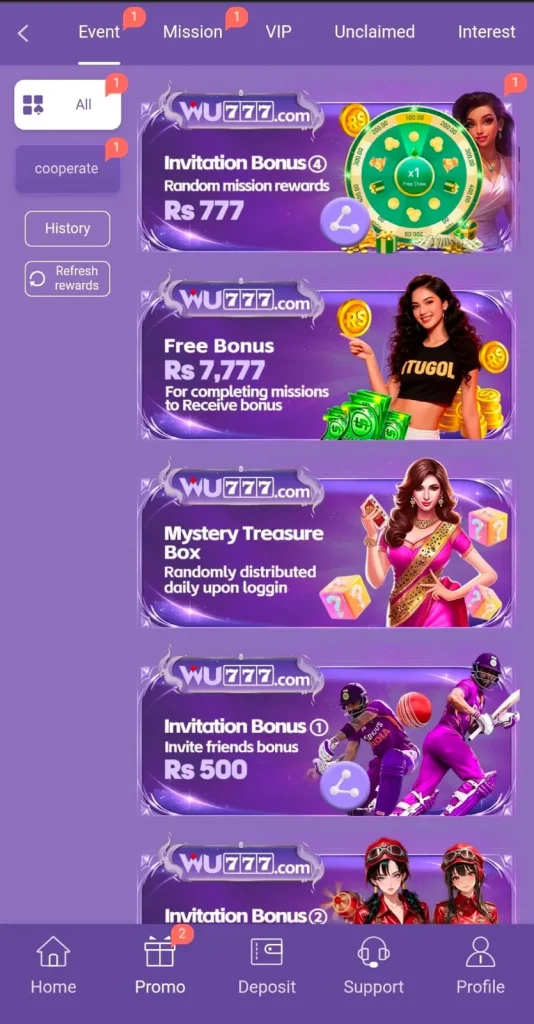WU777 Game Daily Massive Rewards
