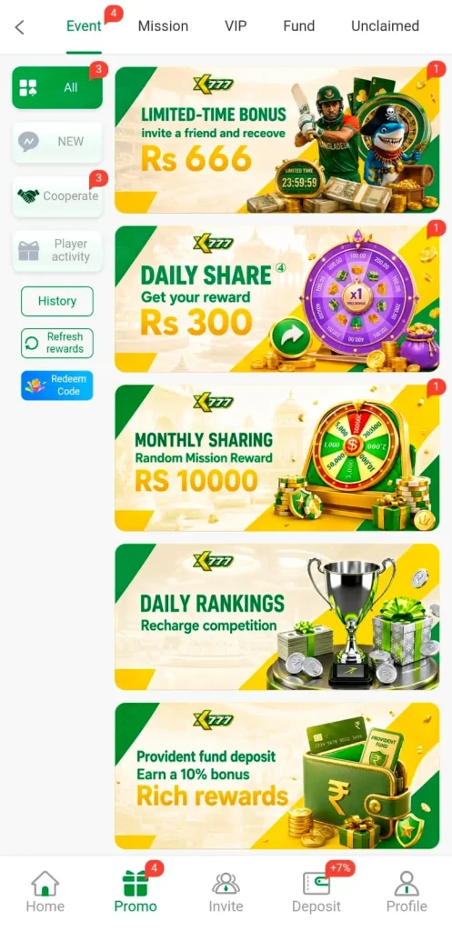 XK777 Game Daily Bonuses
