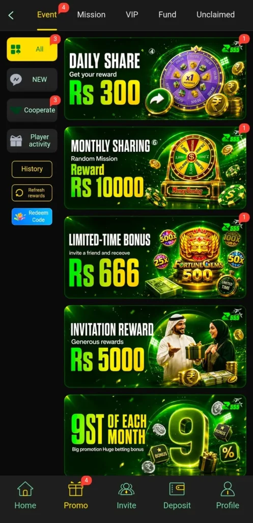 Z555 Game Daily Bonuses