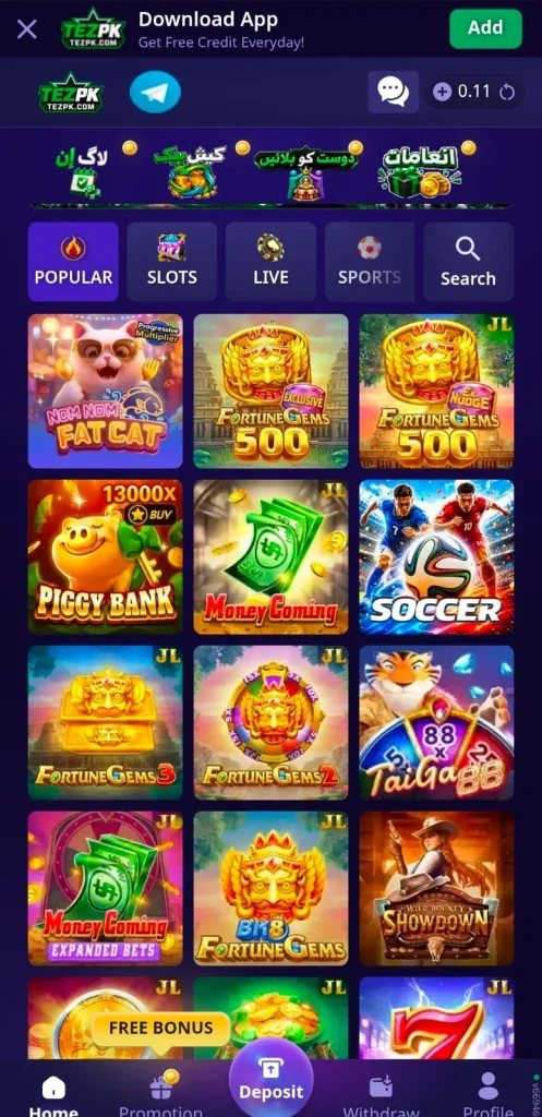 TEZPK Game interface screenshot image